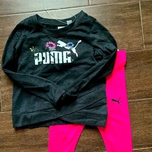 Two-Piece Set Flower Glitter Top with Leggings for Toddler Girl, 2T